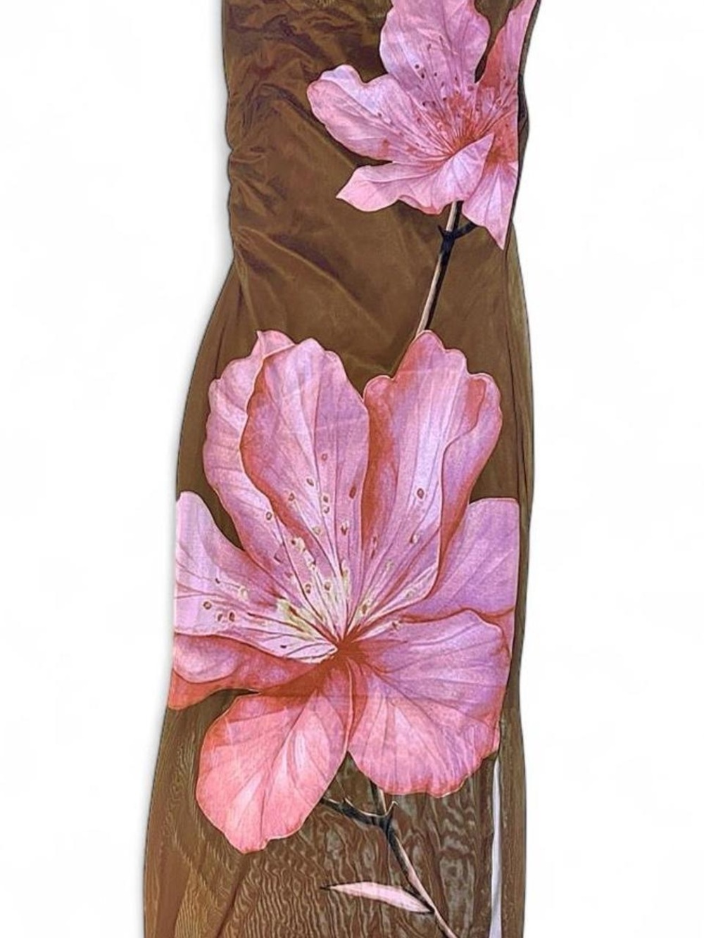 Brown and pink floral dress